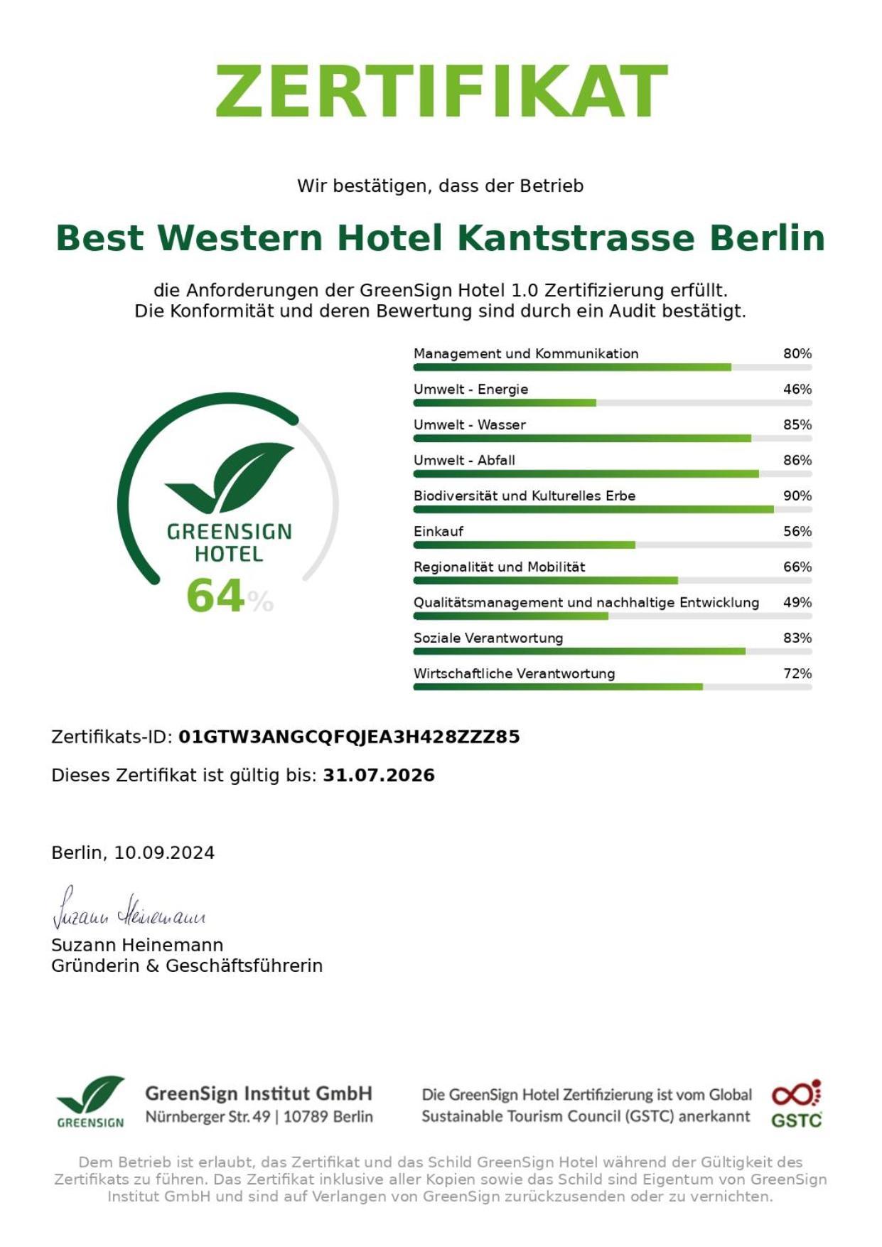 Best Western Hotel Kantstrasse Berlin Exteriör bild